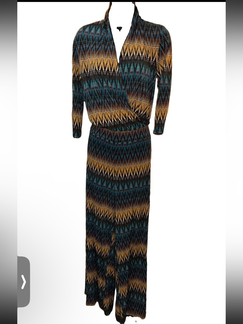 S-Twelve Chevron jumpsuit in Teal and Mustard